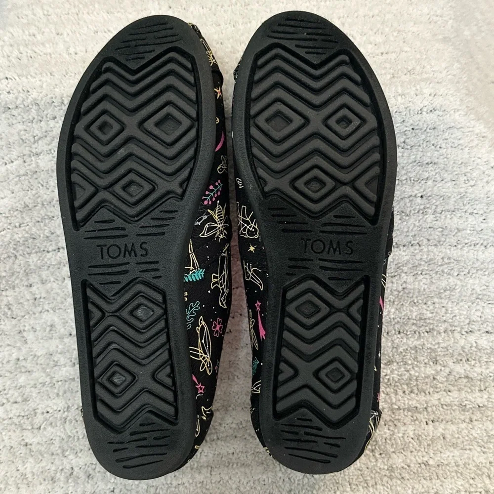 NWOT Toms Alpargata Black  Animal Constellations Glow in The Dark Print